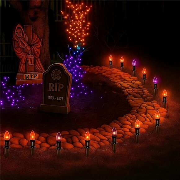 Halloween Pathway Lights Outdoor,10 Pack Halloween Party Decor Stake Lights - Picture 1 of 8